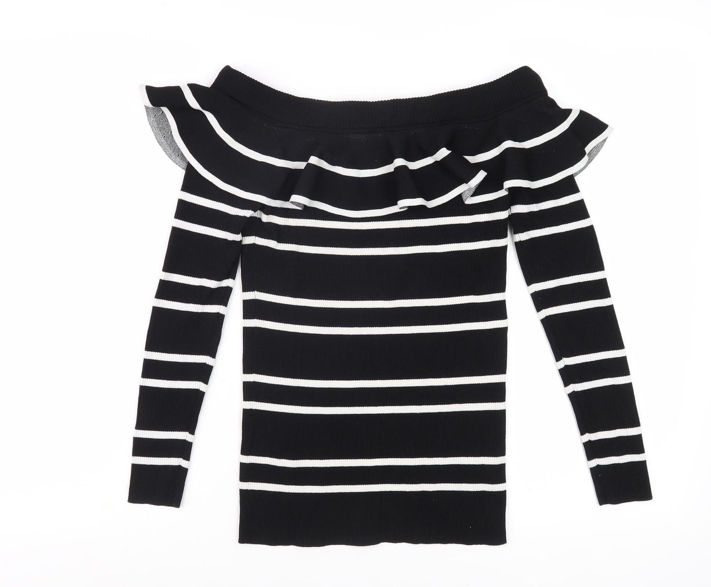 Next Women Black Striped Pullover Jumper Size 16