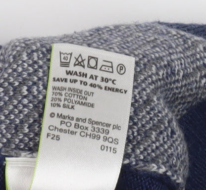 Marks and Spencer Men's Blue Henley Jumper L