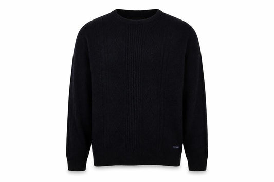 Old Khaki Men's Black Cable-Knit Jumper Size L