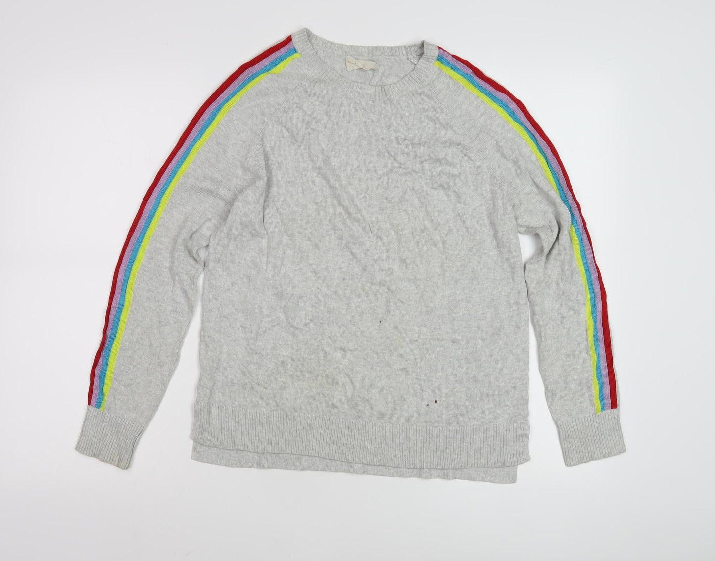 Hush Women’s Grey Rainbow Stripe Crew Neck Pullover XS