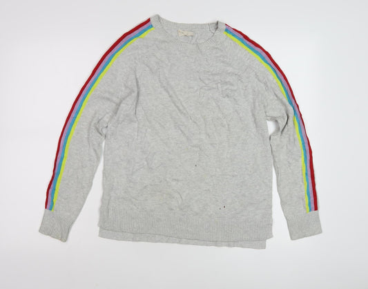 Hush Women’s Grey Rainbow Stripe Crew Neck Pullover XS
