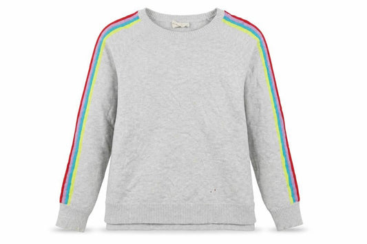 Hush Women’s Grey Rainbow Stripe Crew Neck Pullover XS