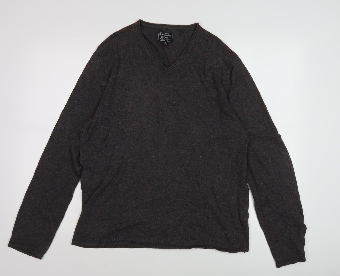 Abercrombie & Fitch Men's Brown V-Neck Pullover, Size L