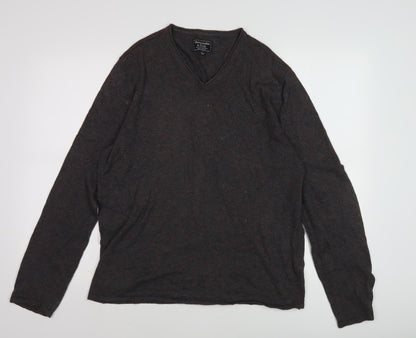 Abercrombie & Fitch Men's Brown V-Neck Pullover, Size L
