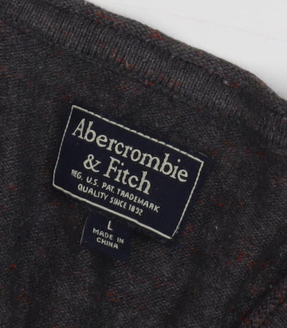 Abercrombie & Fitch Men's Brown V-Neck Pullover, Size L