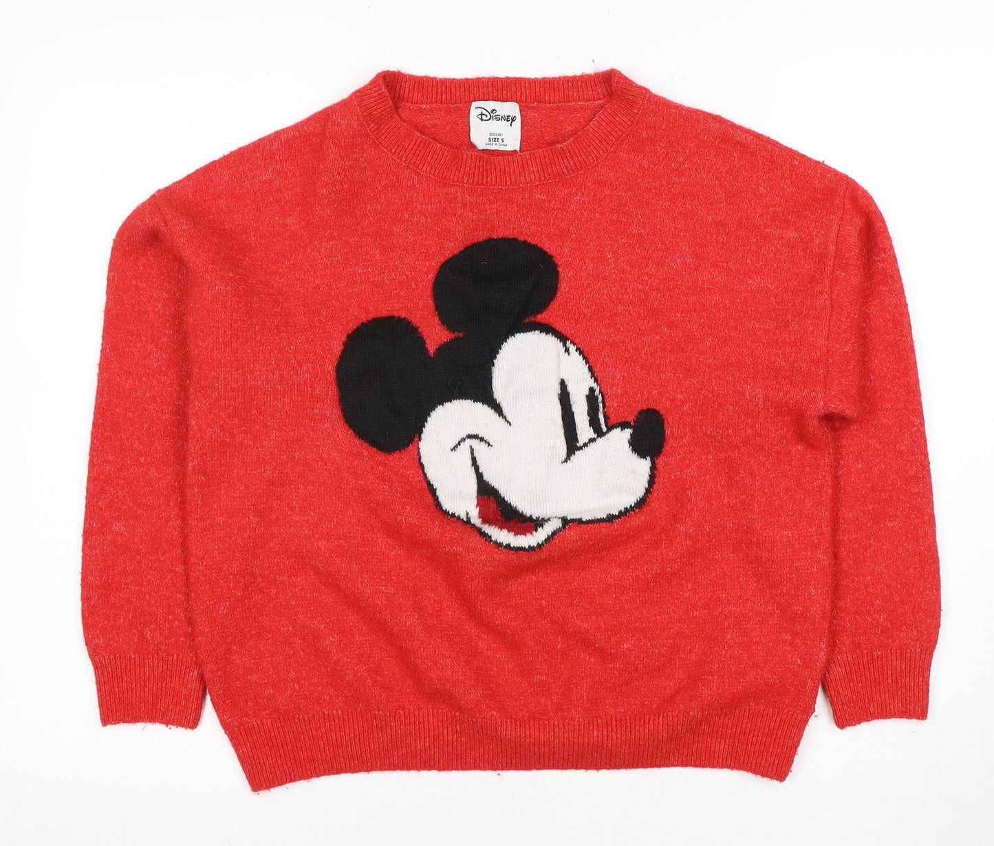 Disney Women's Red Mickey Mouse Pullover Jumper, Size S