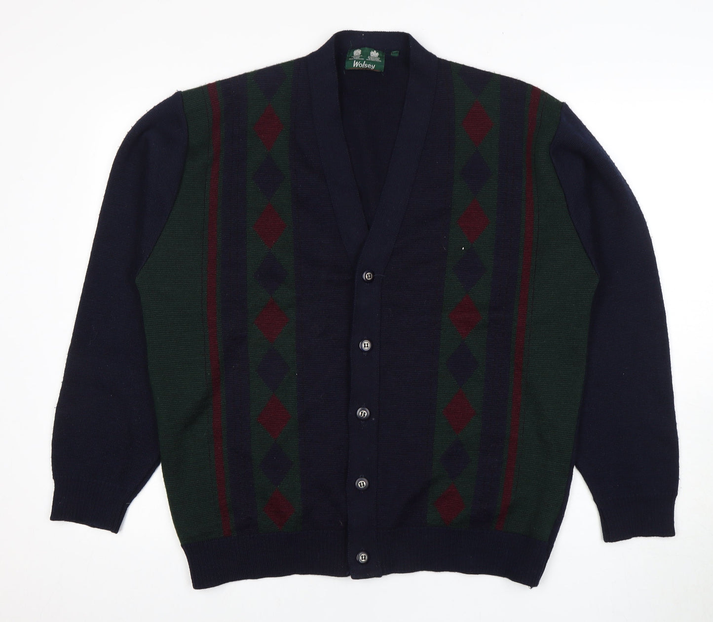 Wolsey Men's Multicoloured XL Cardigan with Argyle Pattern