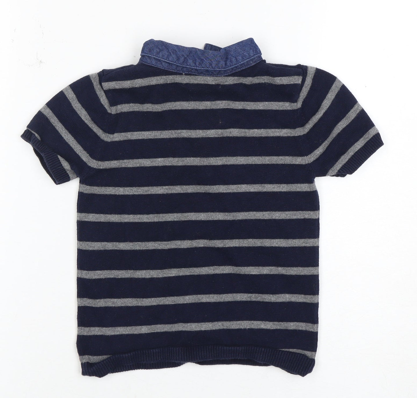 Jarvis Archer Boys Blue Grey Striped Polo Shirt 3-4 Years
