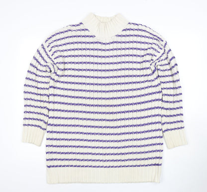 Next Women's Purple Ivory Striped Pullover Jumper S