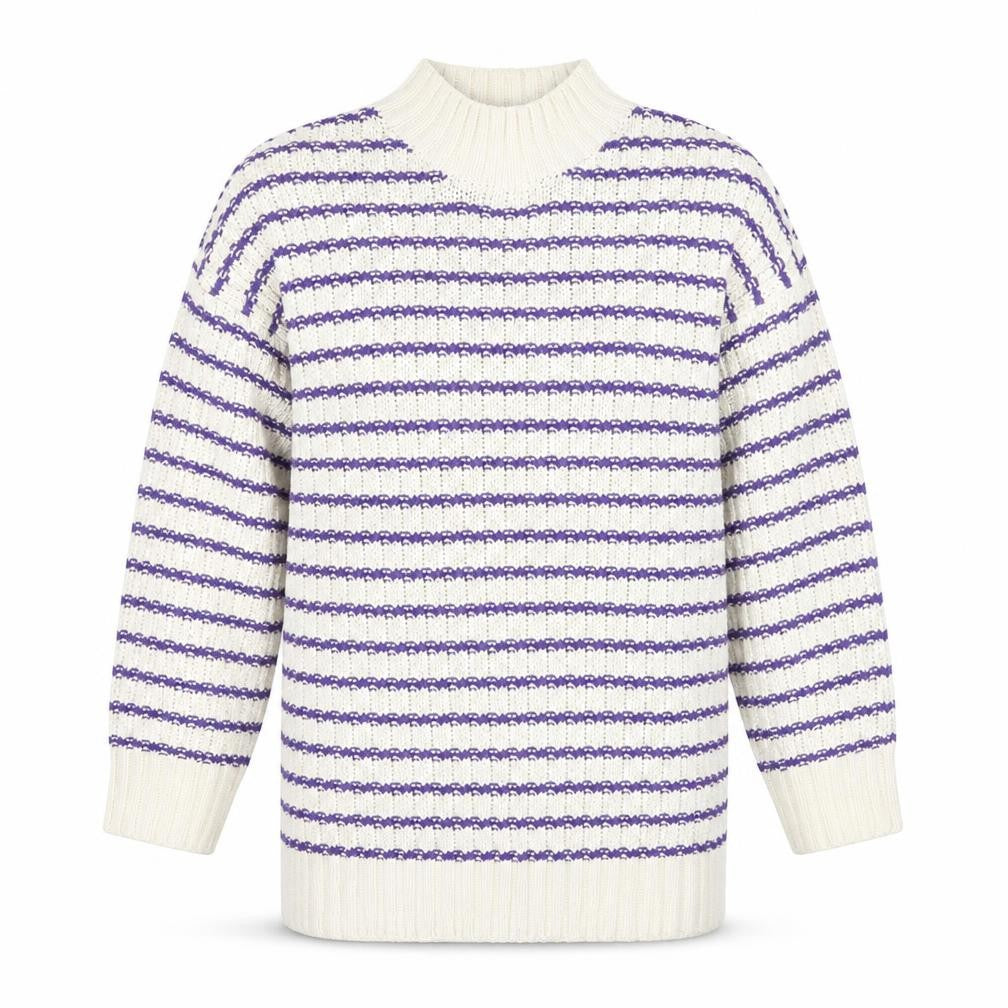 Next Women's Purple Ivory Striped Pullover Jumper S
