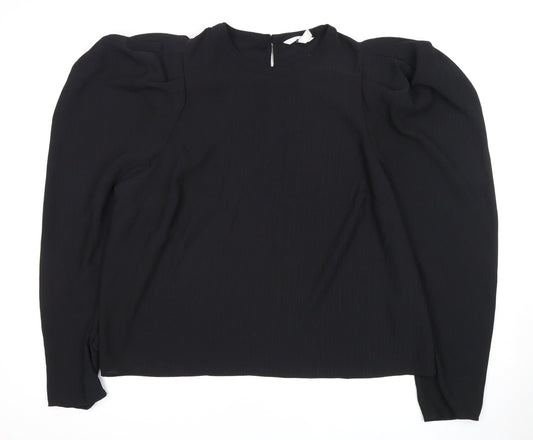 Womens UK Size XL H&M Black Basic Blouse