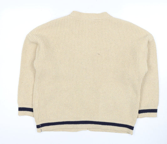 Womens UK Size One Size Wild Flower Beige Cardigan Jumper