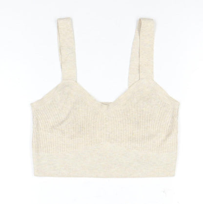 Gilly Hicks Women's Beige Cropped Knit Tank Top