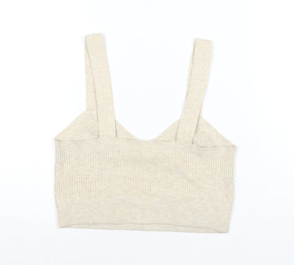 Gilly Hicks Women's Beige Cropped Knit Tank Top