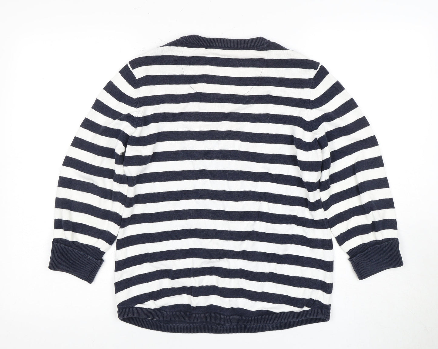 Knots Women's Blue 10 Striped Henley Jumper