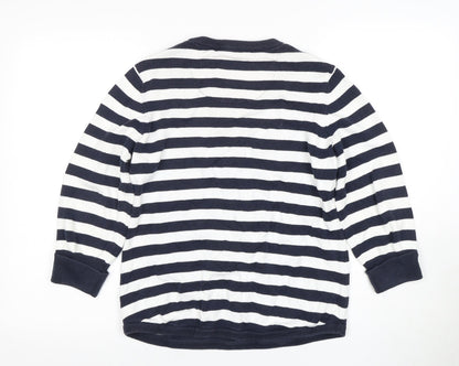 Knots Women's Blue 10 Striped Henley Jumper