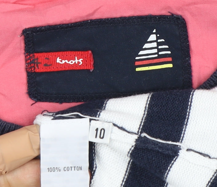 Knots Women's Blue 10 Striped Henley Jumper