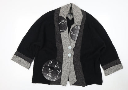 Zele Women's Black Cardigan M Wool Blend Casual