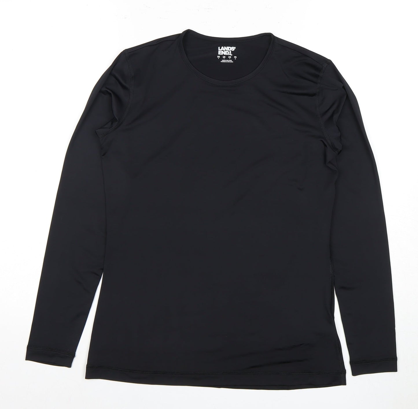 Lands' End Women's Black Crew Neck Long Sleeve Top S