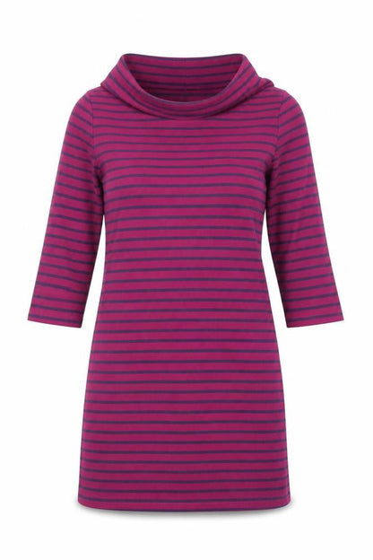Joules Women’s Purple Striped Cowl Neck Dress