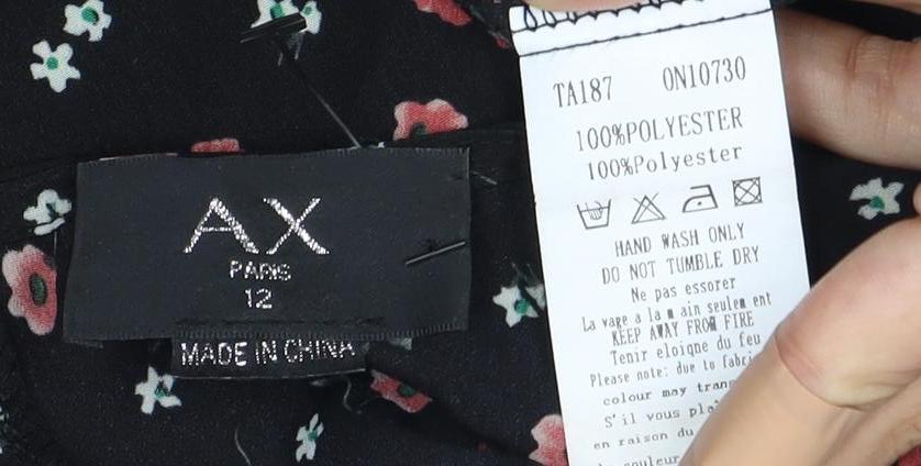 AX Paris Women's Floral Black Top Size 12