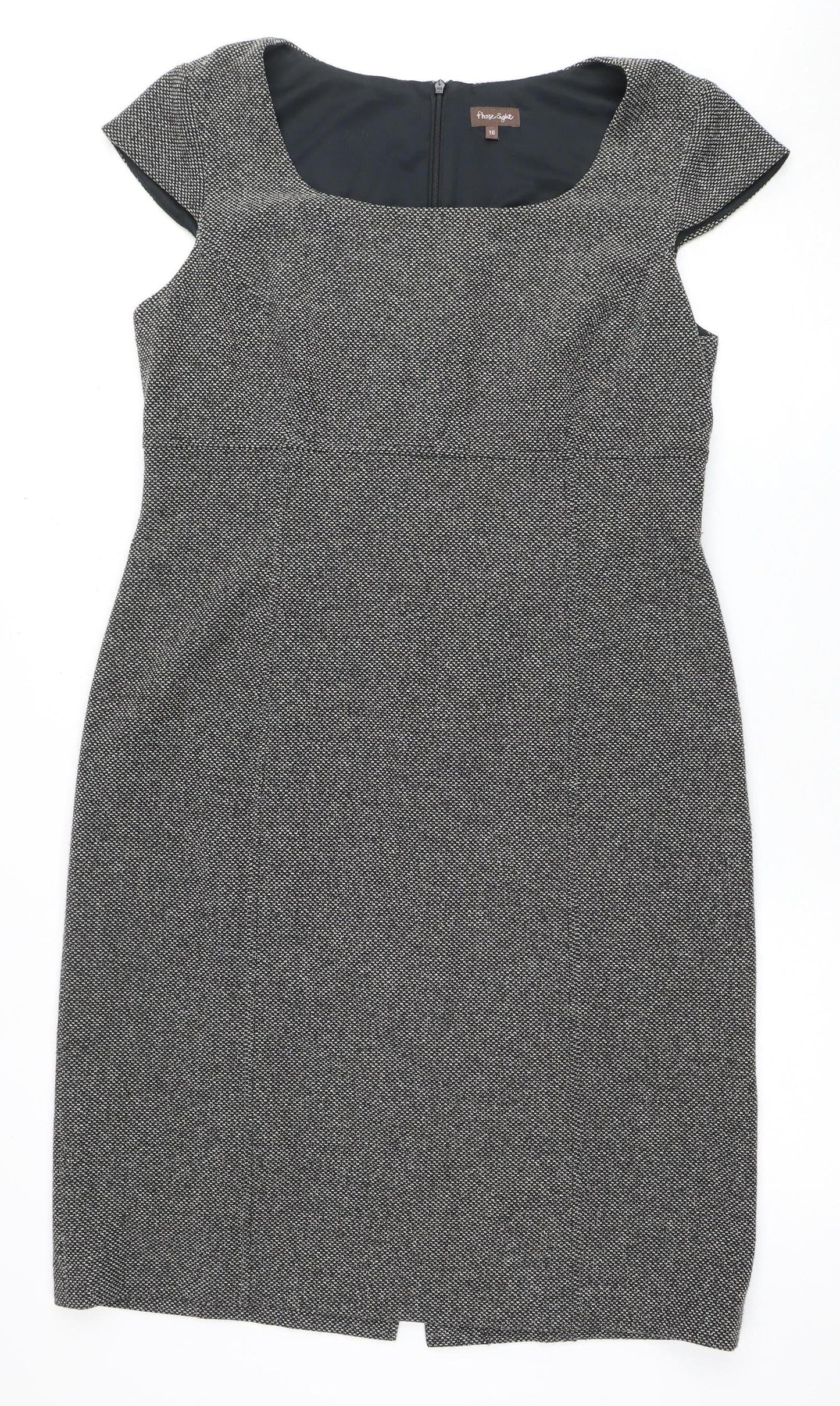 Jane EYE Women's Grey Sheath Dress Size 16 Herringbone