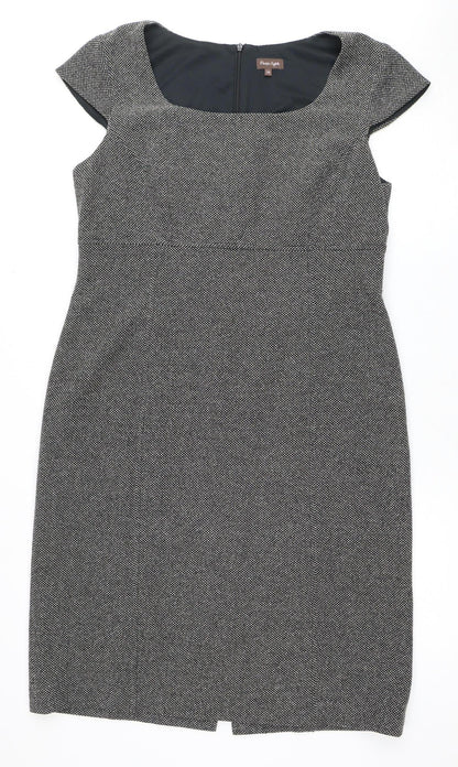 Jane EYE Women's Grey Sheath Dress Size 16 Herringbone