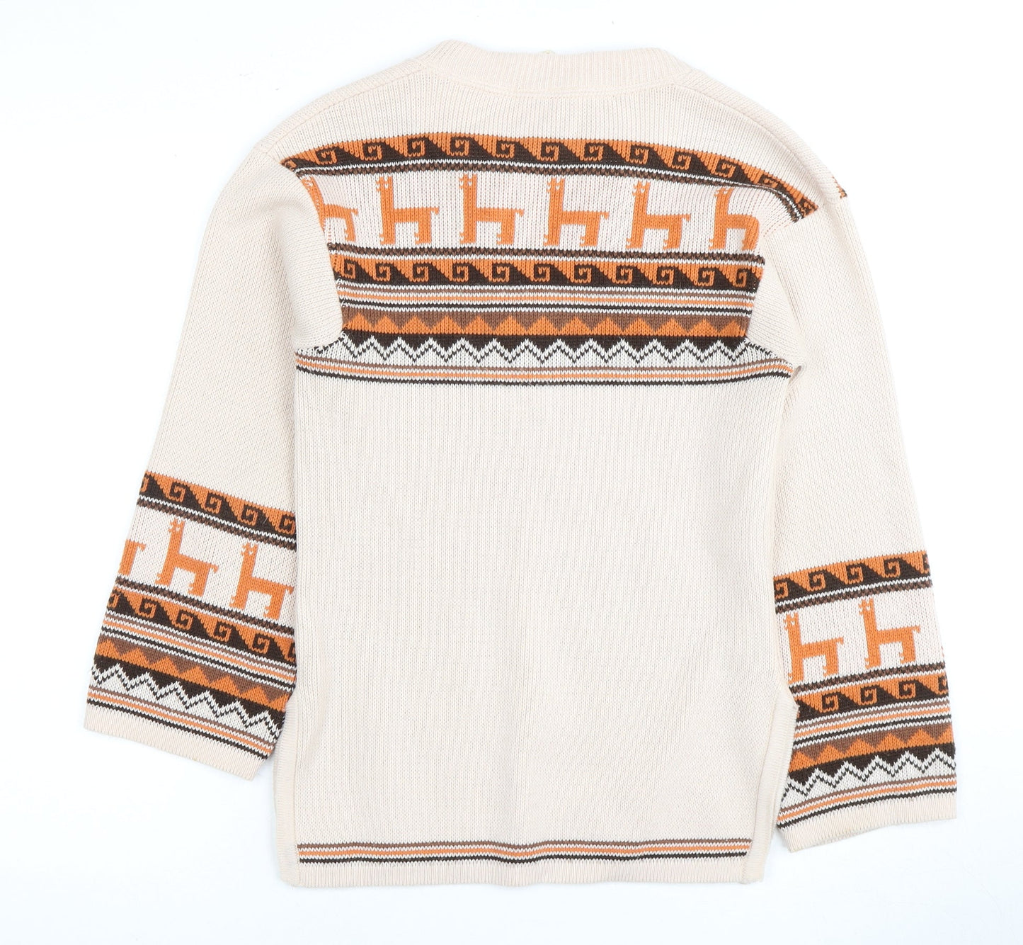 C&A Women's Beige Animal Print Acrylic Jumper Size 12