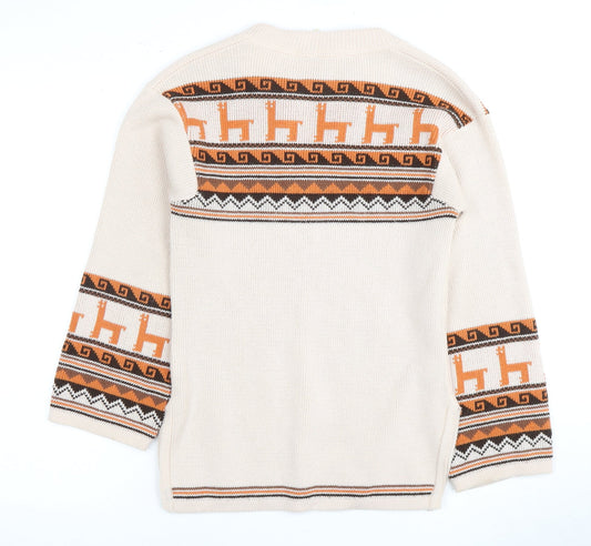 C&A Women's Beige Animal Print Acrylic Jumper Size 12