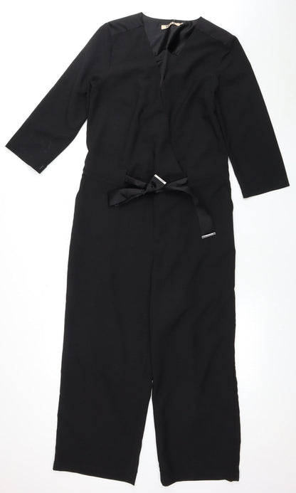 IMITZ Women's Black Jumpsuit - Size 10, Belted, Long Sleeve