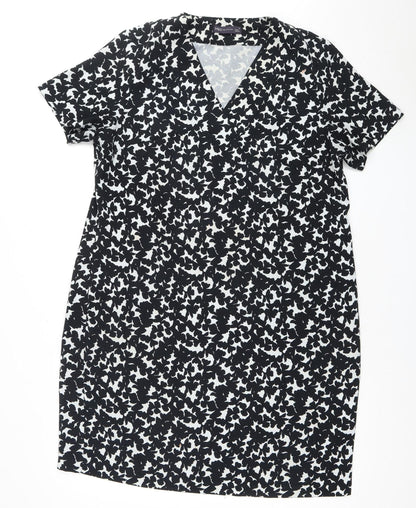 M&S Women's Black & White Animal Print Sheath Dress