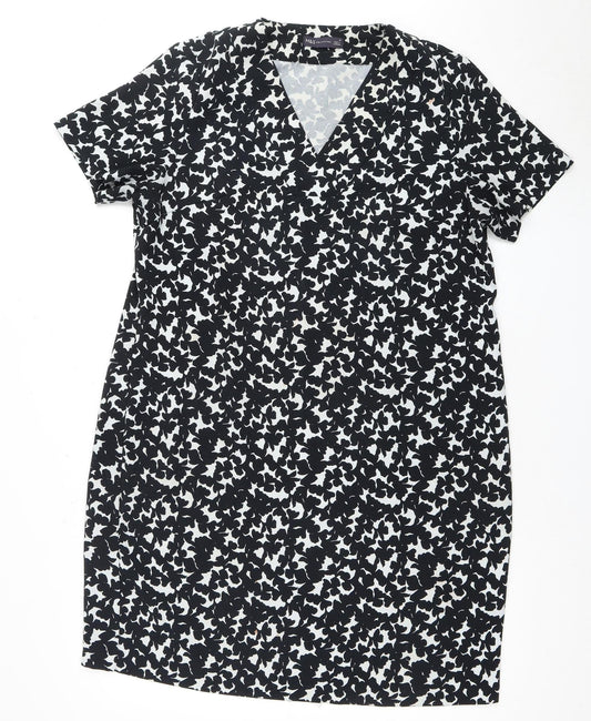 M&S Women's Black & White Animal Print Sheath Dress