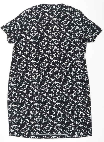 M&S Women's Black & White Animal Print Sheath Dress