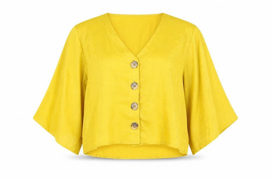 OED London Women's Kimono Sleeve Top Yellow Size 10
