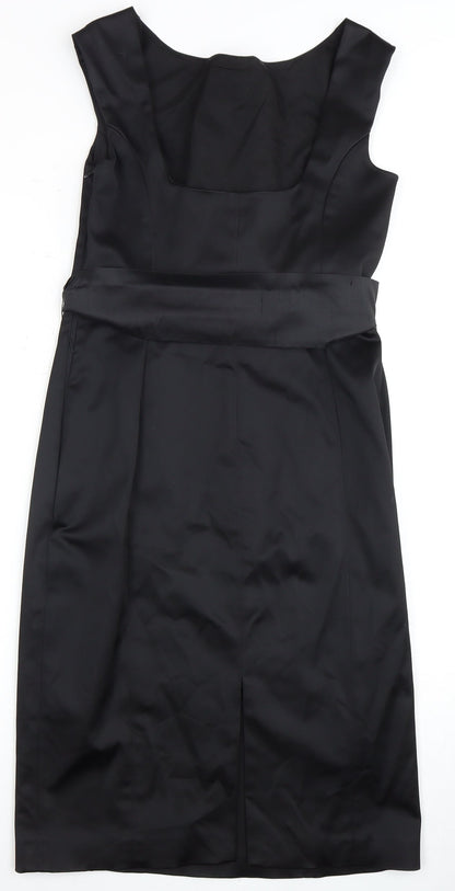 Coast Women's Black Sheath Dress with Bow Belt - Size 10