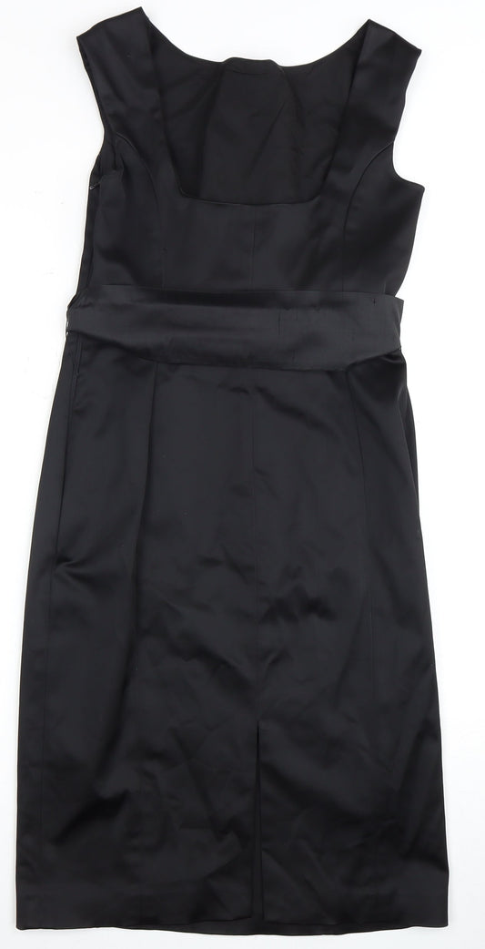 Coast Women's Black Sheath Dress with Bow Belt - Size 10