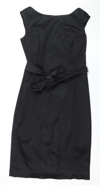 Coast Women's Black Sheath Dress with Bow Belt - Size 10
