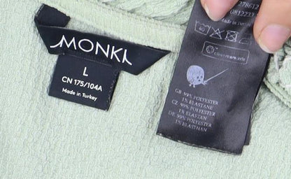 Womens UK Size L Monki Green Cropped Blouse