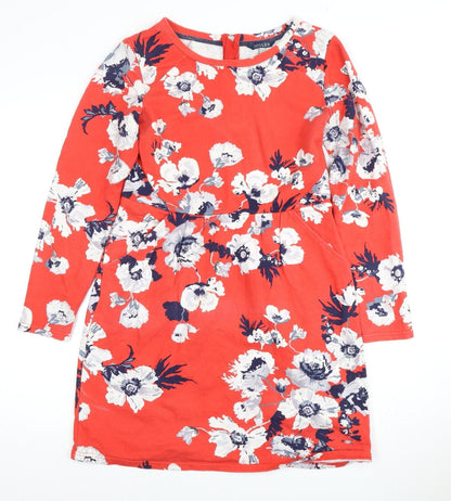 Joules Women's Red Floral Fit & Flare Dress Size 12