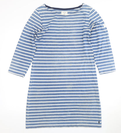 Joules Women's Blue Striped Dress, Size 12, Boat Neck
