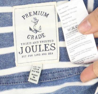 Joules Women's Blue Striped Dress, Size 12, Boat Neck