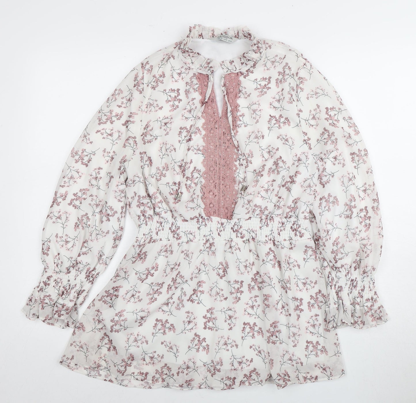 Aranjor Women's Floral High Neck Tunic Blouse - Size 10