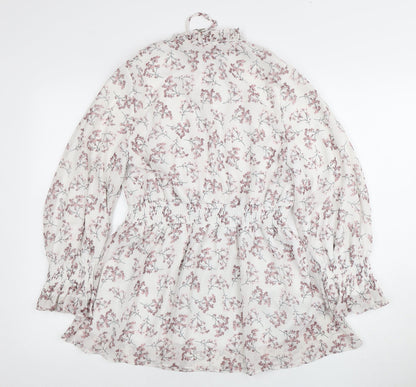 Aranjor Women's Floral High Neck Tunic Blouse - Size 10