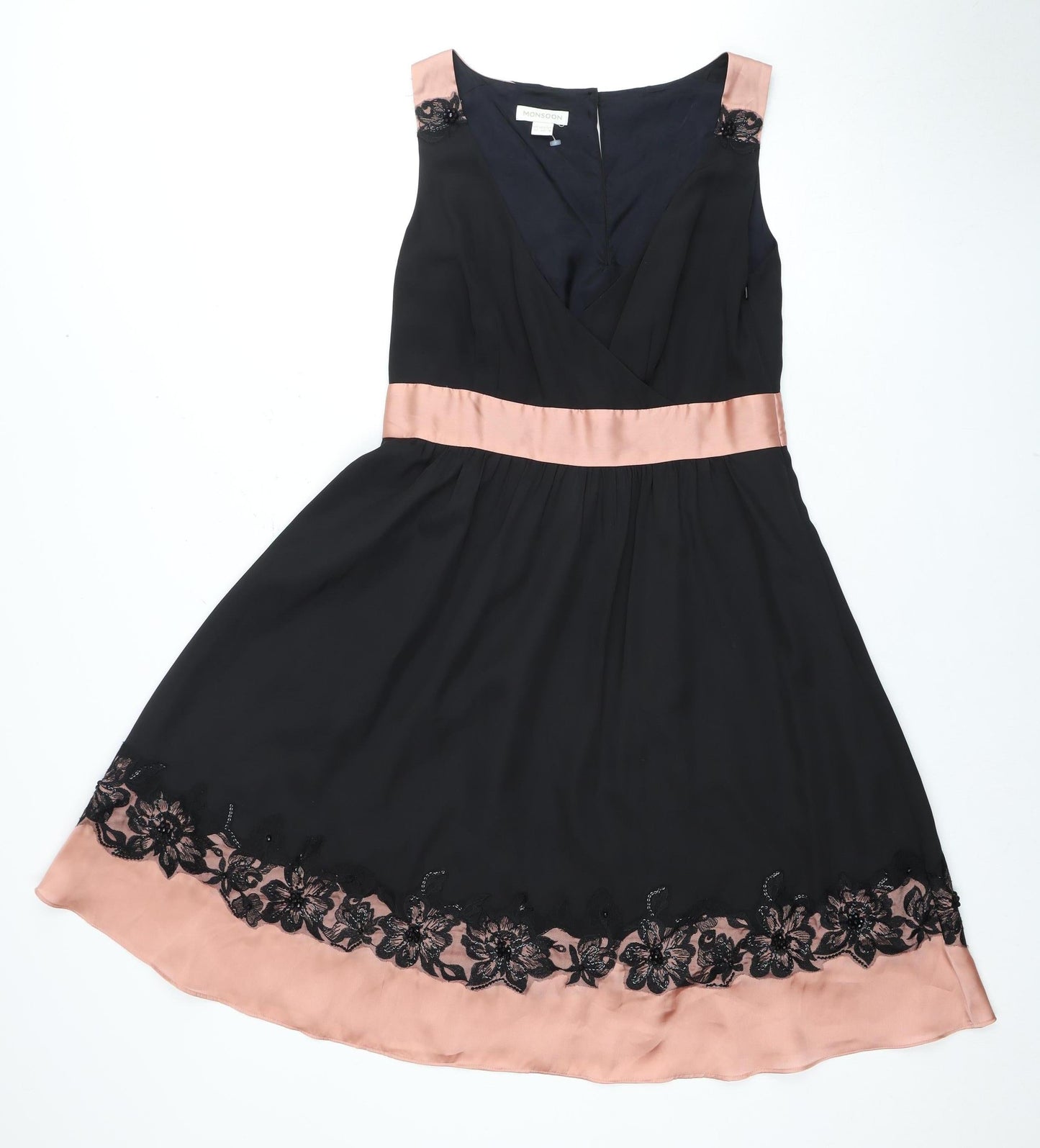 Monsoon Women's Black & Pink A-Line Dress Size 12