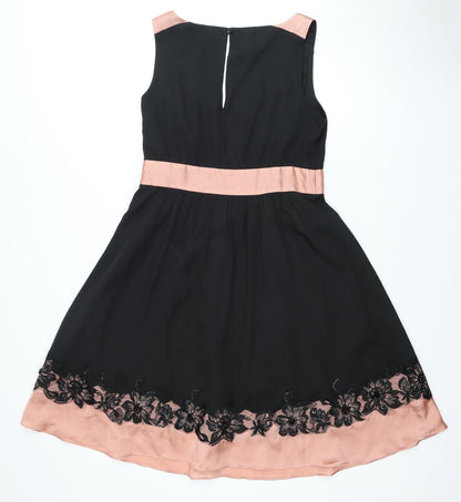Monsoon Women's Black & Pink A-Line Dress Size 12