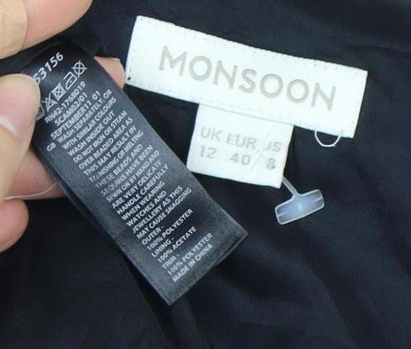 Monsoon Women's Black & Pink A-Line Dress Size 12