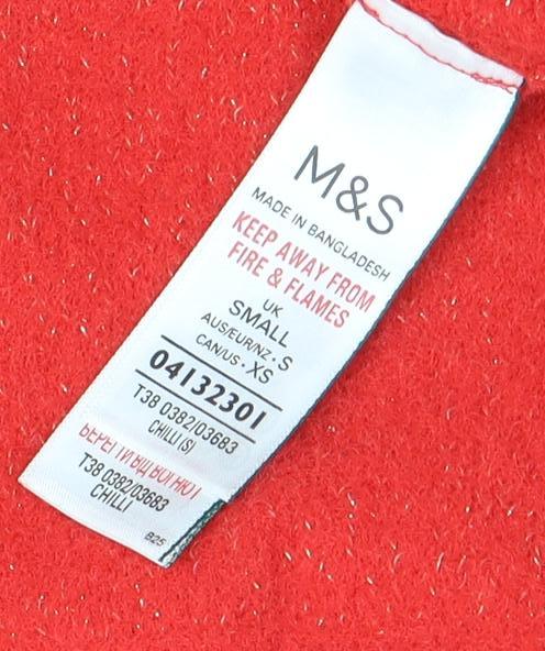 Marks and Spencer Women's Red Mock Neck Jumper XS