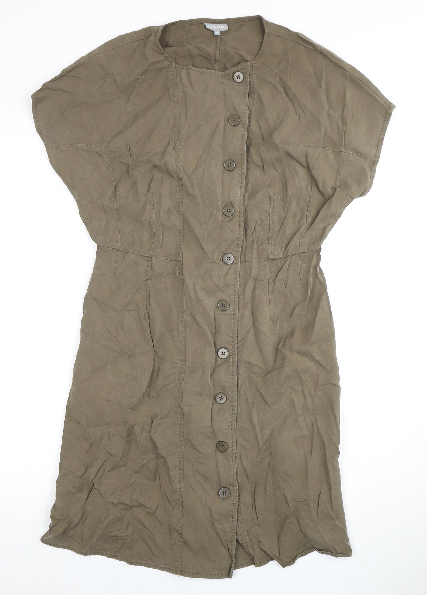 Oliver Bonas Women's Brown Button Dress Size 10