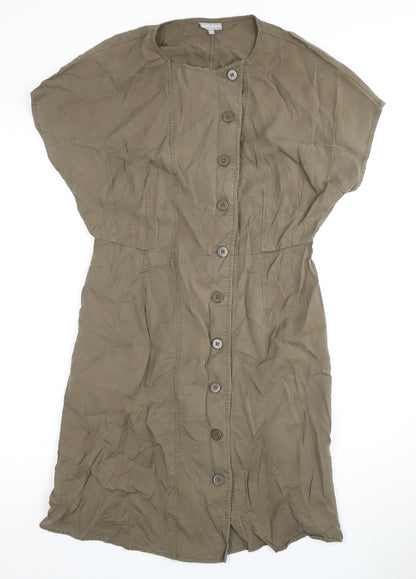 Oliver Bonas Women's Brown Button Dress Size 10