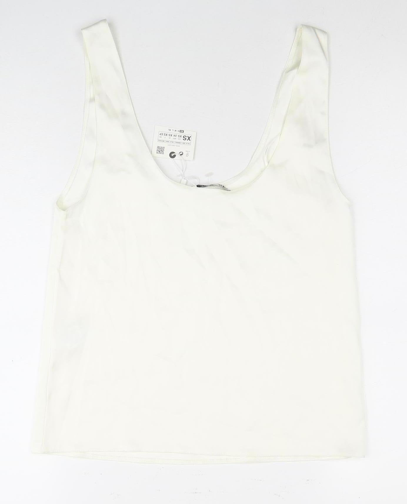 Womens UK Size XS Zara White Basic Tank